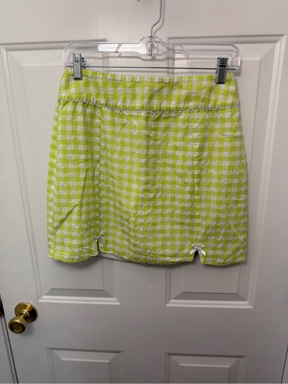 For Love And Lemons Green Gingham Mini Skirt M Coquette Girl Feminine Romantic
